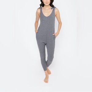 Smash + Tess Knot Your Average Romper- Charcoal Grey Ribbed- Size Small